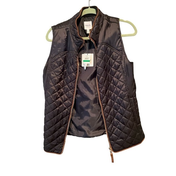 Rafaella Weekend Puffer Vest Women Size L Black Sleeveless Zip-Up 100% Polyester - Picture 1 of 6